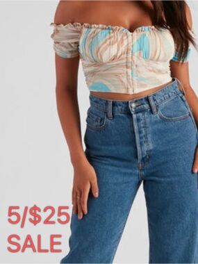 Windsor Marbled Ruched Mesh Crop Bustier Corset Top Size Medium 5/$25 Sale